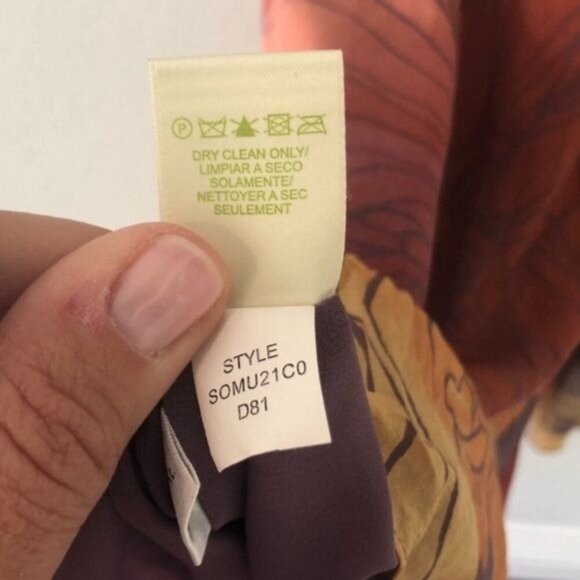 Sigrid Olsen Fan & Creased 100% Silk Dress Lined Floral Goddess Size 8 - Picture 7 of 7